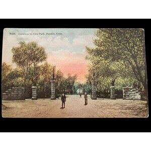 Colorado 5028 Pueblo Gateway City Park Vintage 1915 Men Stamp Postmark Message